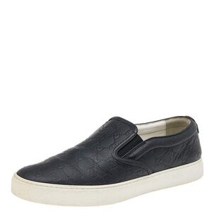Men’s Gucci Guccissima Embossed Black Slip-On Loafers Sneakers Size 9